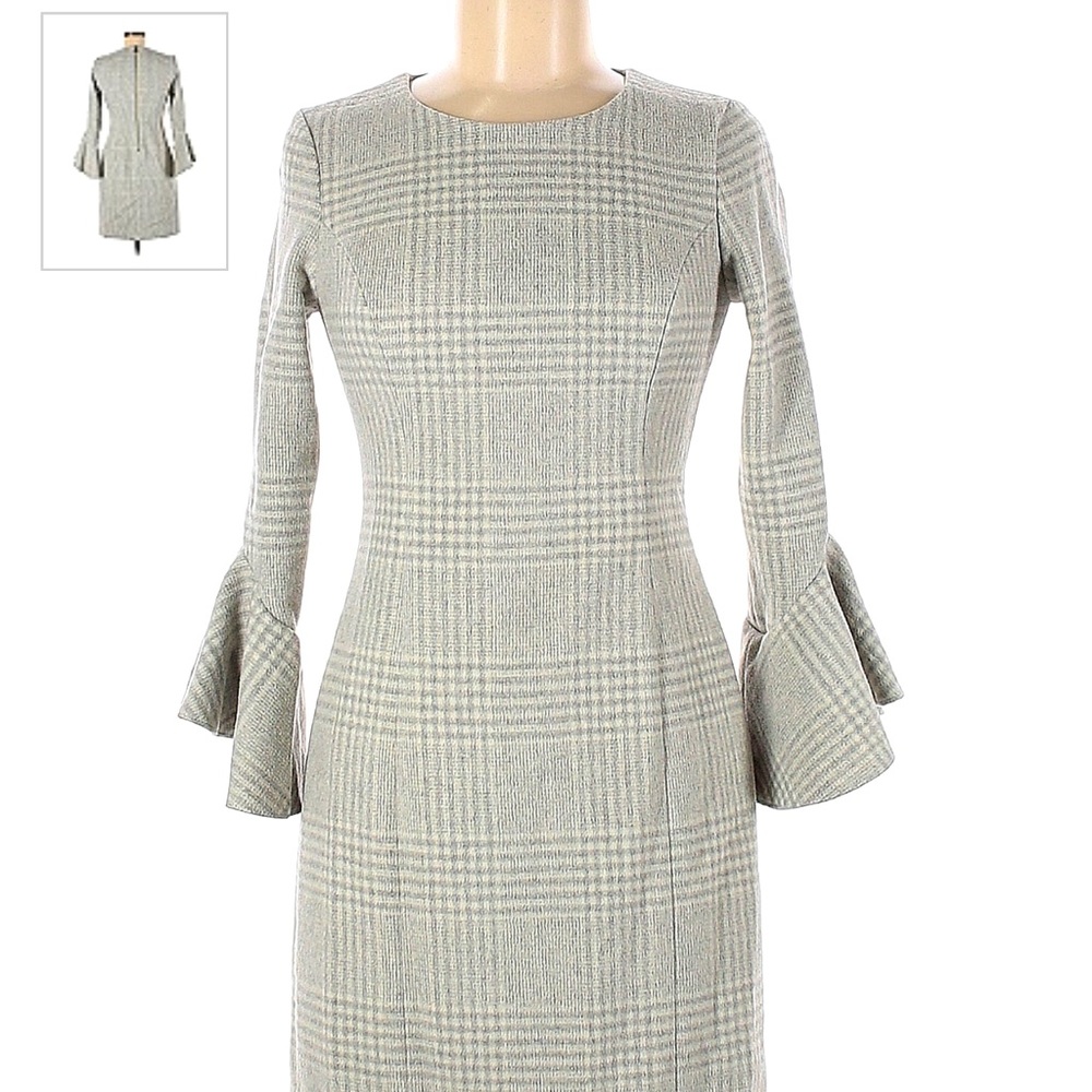 Sail to Sable Plaid Sheath Dress in Light Gray and Cream